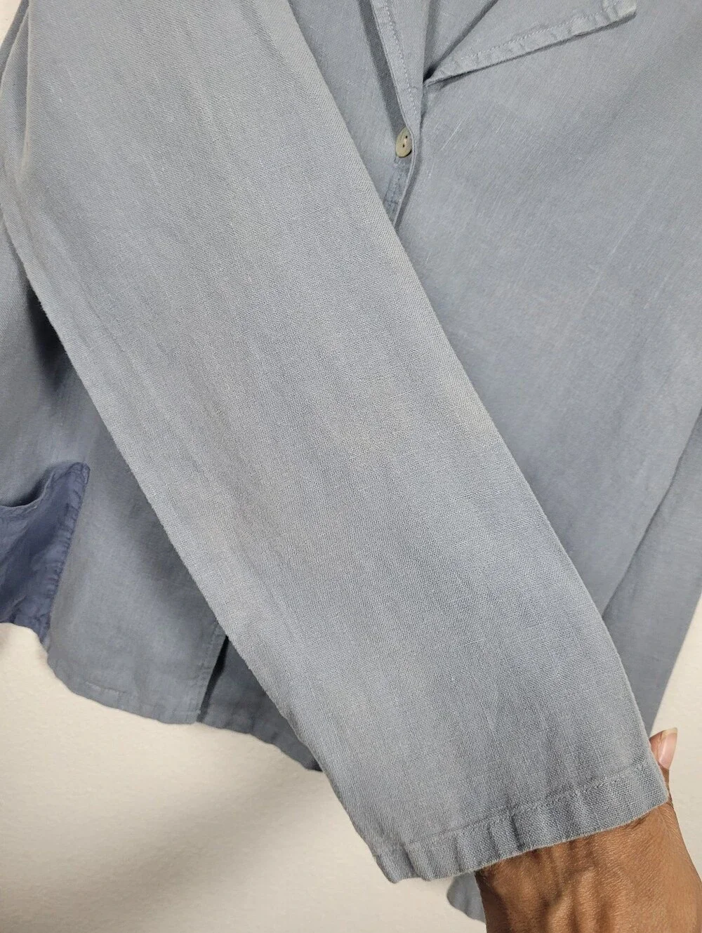 J. Jill 100% Linen 2-Piece Pant Set Blue Button Jacket & Drawstring Pants Small